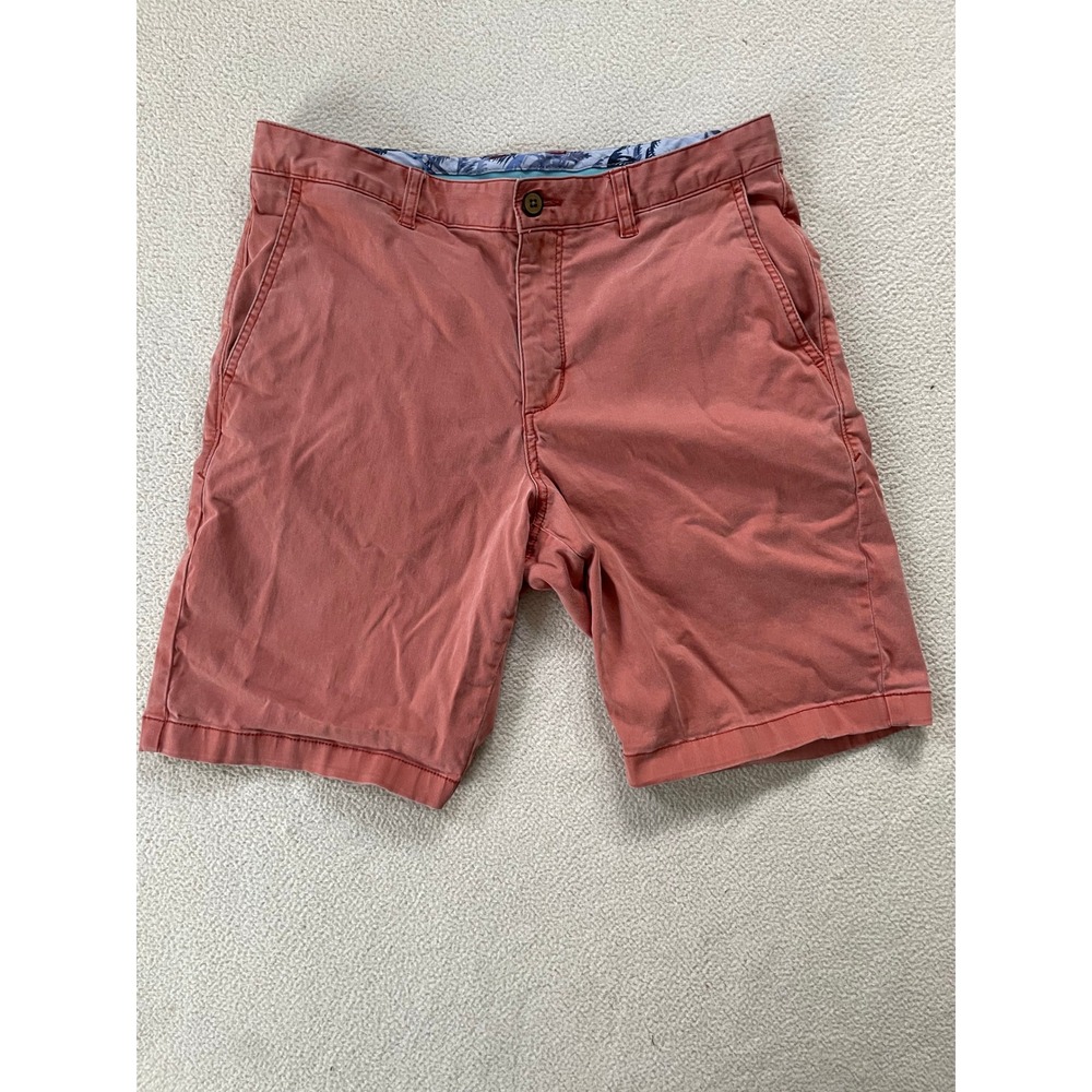 Tommy Bahama Mens 33x10 Shorts Coral Red Boracay Chino Cotton Blend Faded Salmon